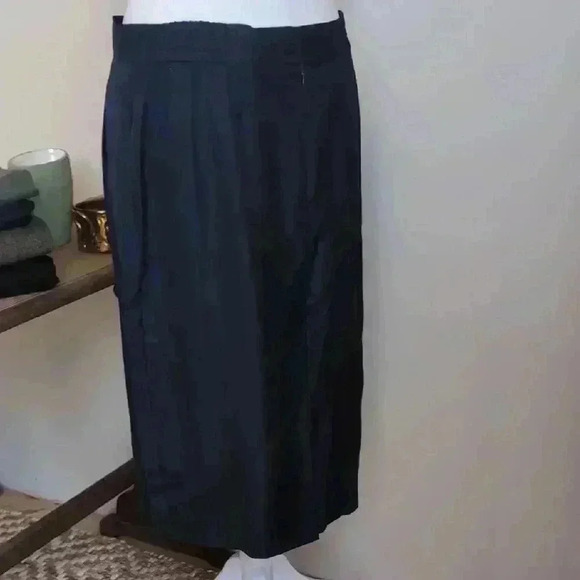 Talbots Blue Pleated A-Line Midi Skirt - Picture 3 of 7